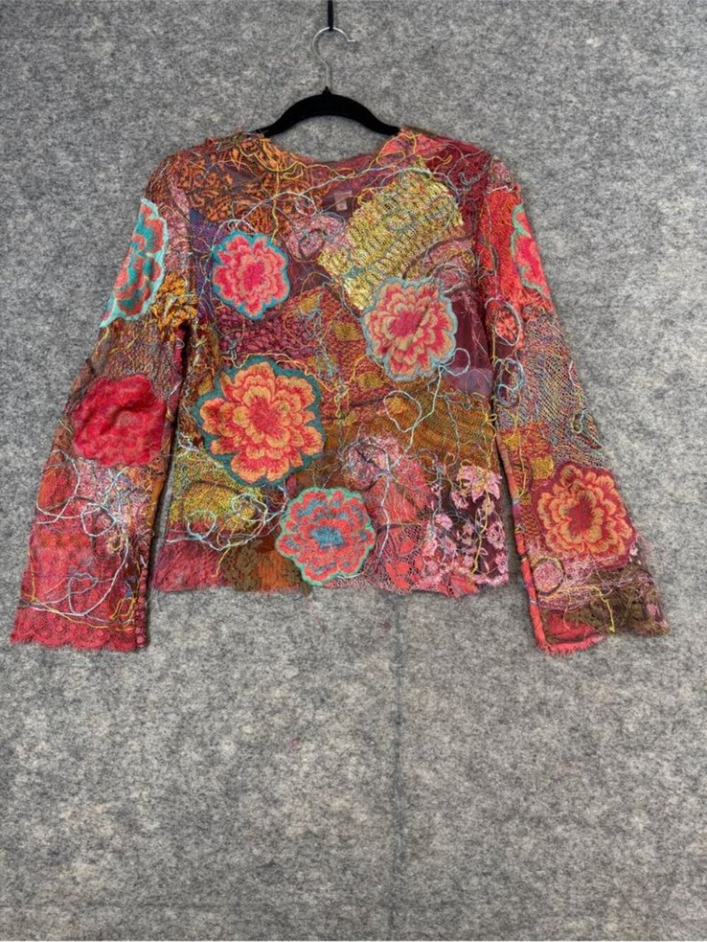 Pazuki London Silk Blend Floral Lace Patchwork Jacket Boho Chic P Small - Picture 14 of 16